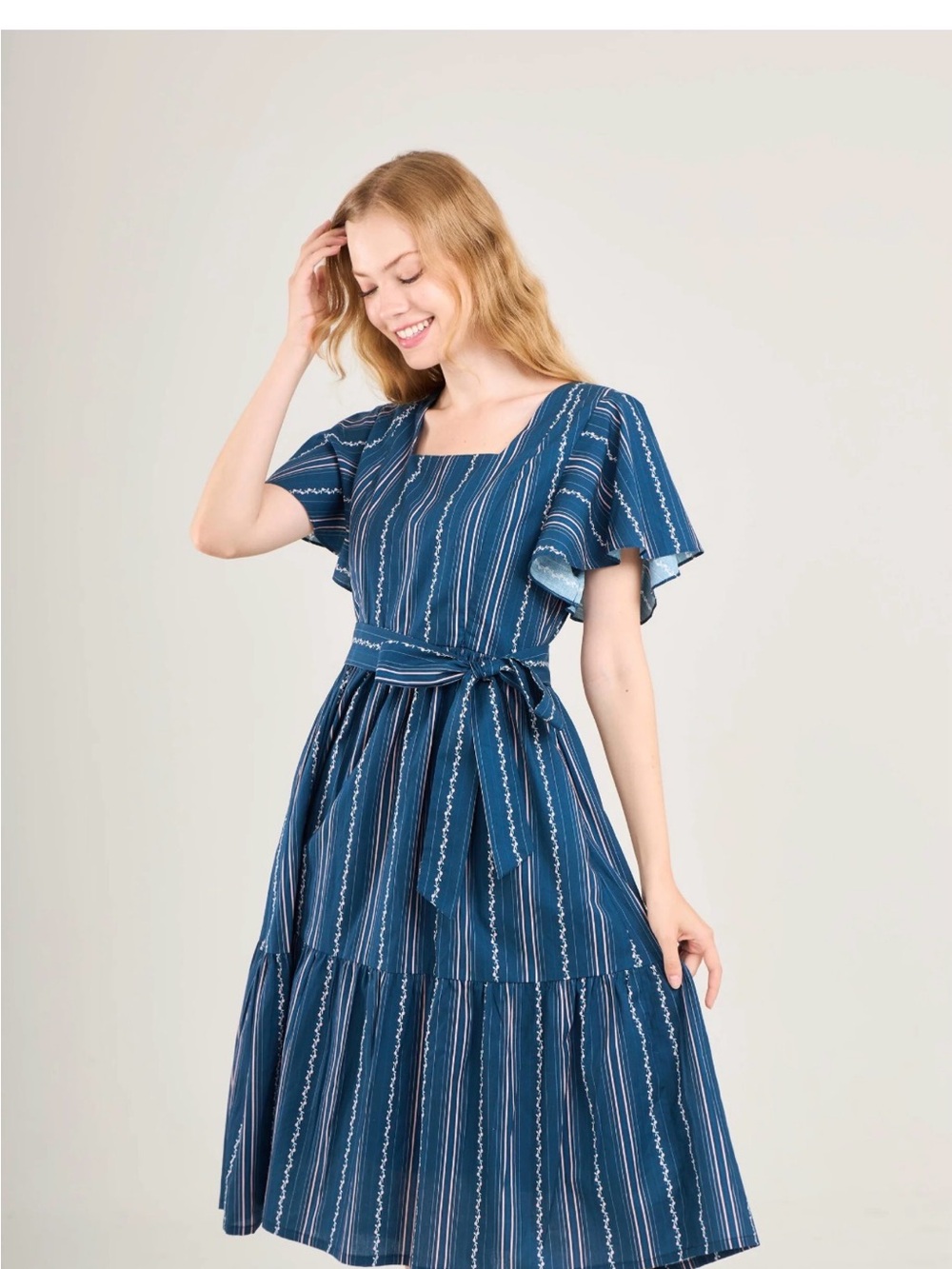 Mome Princess Cotton Midi Dress with Nursing Zippers in Navy Vine XXL